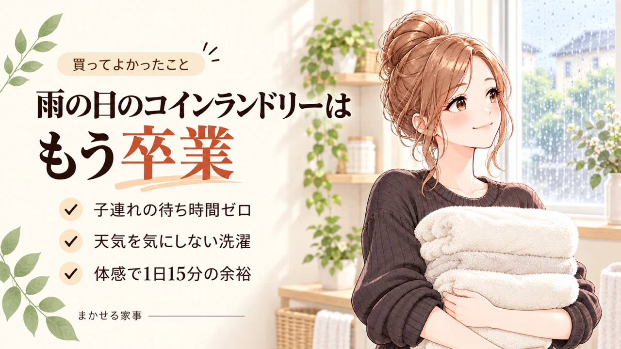 洗濯乾燥機を買ってよかったこと 雨の日のコインランドリー卒業と子連れの待ち時間ゼロと体感で1日15分の余裕